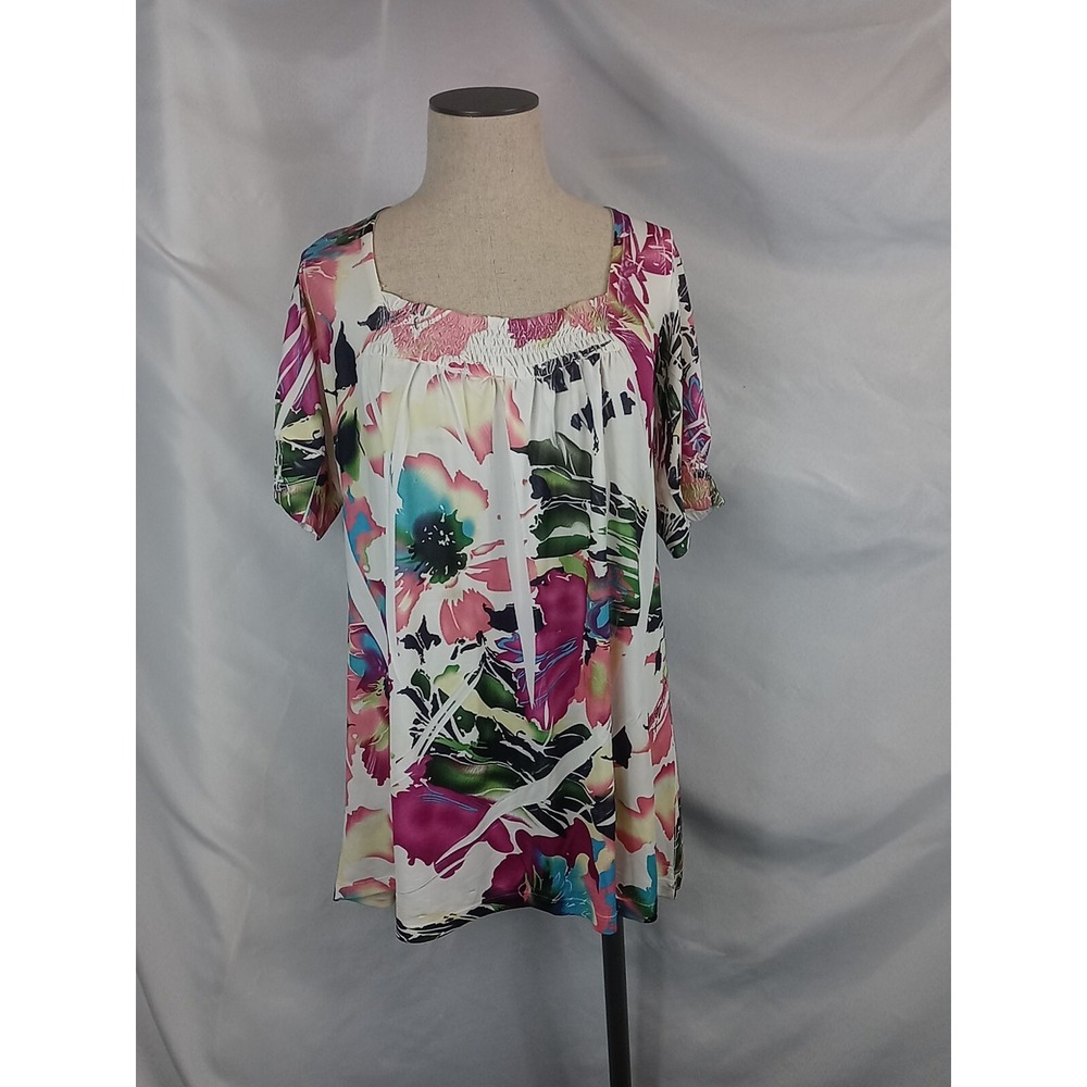 Vintage 90s Fashion Top Women's Medium Floral Blouse Simply Irresistible Shirt